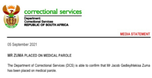 Zuma Does a Schabir Shaik and Gets Put on Medical Parole Immediately! ANC Leadership Still Protecting Zuma?